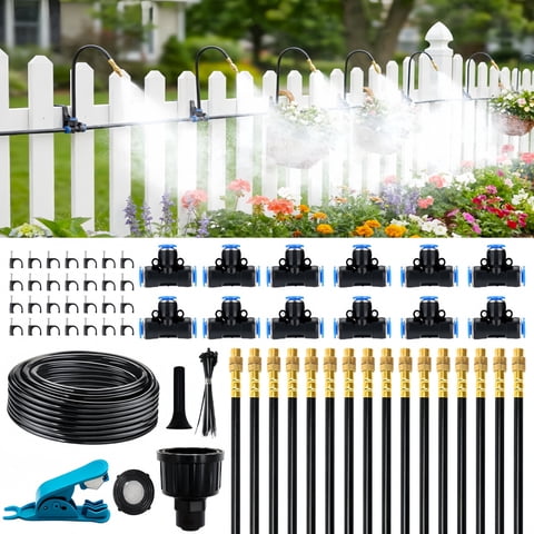 50FT Drip Irrigation Kit with Adjustable Nozzles & Quick Connect, Automatic Garden Watering System for Raised Bed, Greenhouse, Container, Potted Plants — Water Saving & Easy Installation