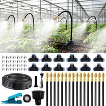 50FT Drip Irrigation System with Adjustable Nozzles & Quick Connect, Water Saving Kit for Garden & Greenhouse