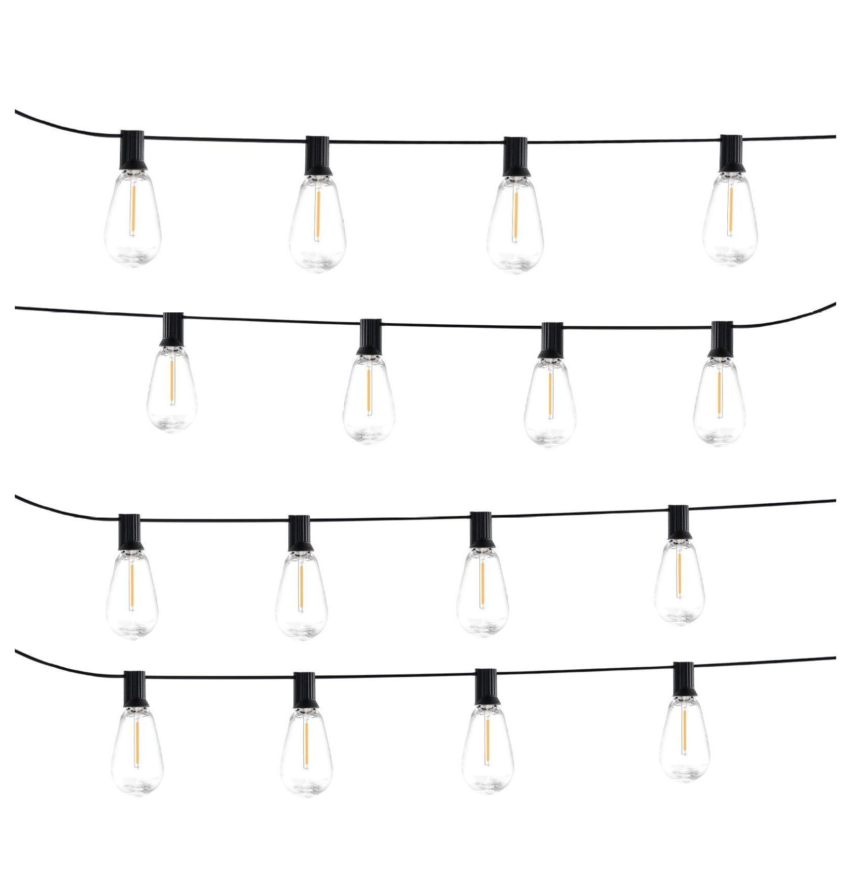 50FT LED String Lights Outdoor, 15 Bulbs Waterproof Patio Lights - S14 Shatterproof - Warm White 2700K for Garden, Porch, Party Decor