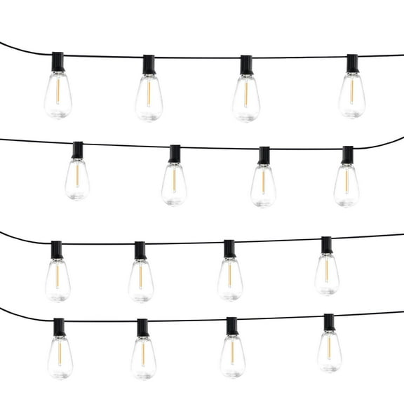 50FT LED Outdoor String Patio Lights Waterproof 15 S14 Shatterproof Bulbs, Dimmable, IP45 Rated for All-Season Outdoor Use, Ideal for Parties, Weddings, and Garden Decorations