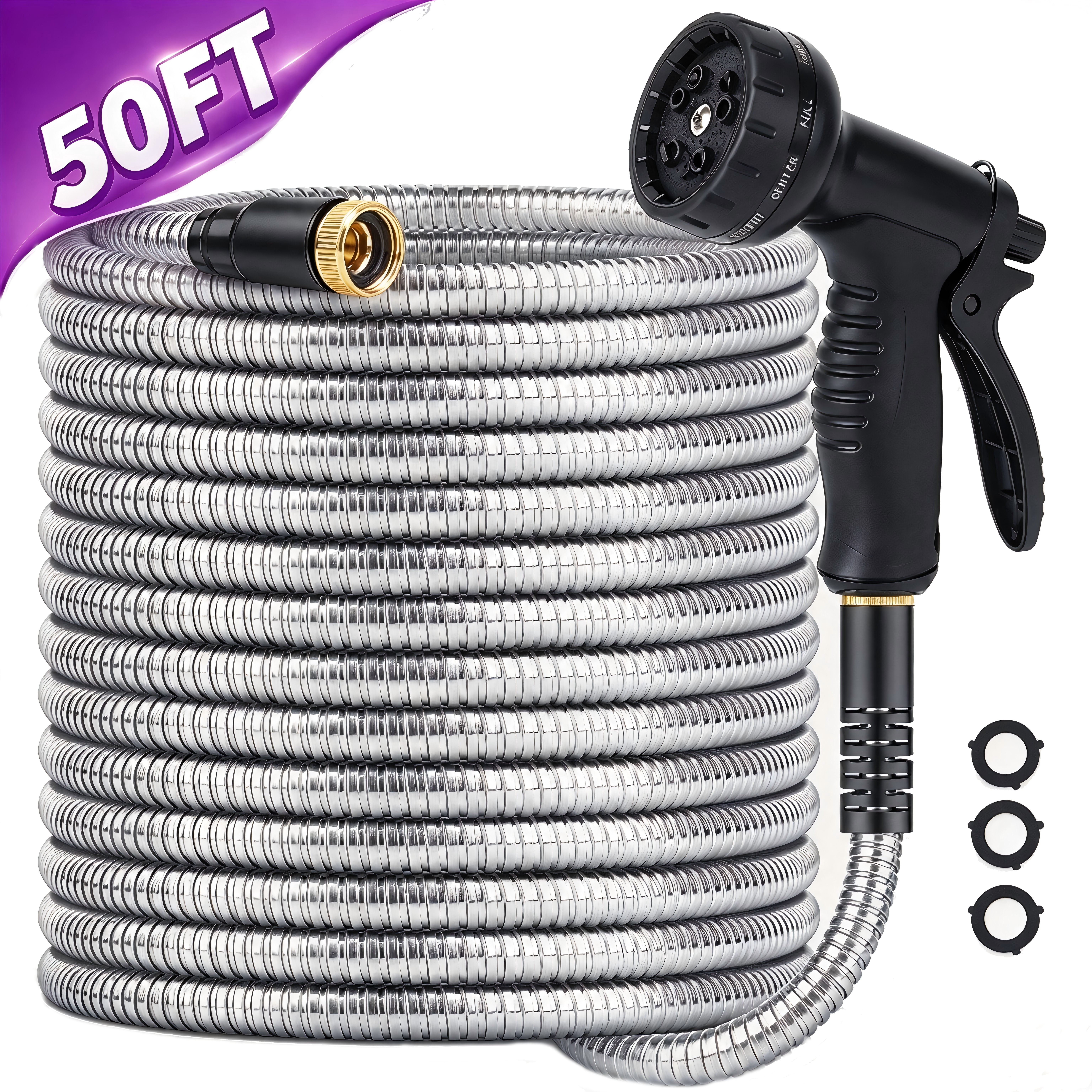 Kisportee 50 ft Heavy Duty Metal Garden Hose