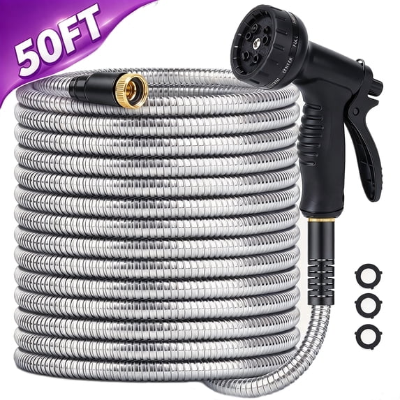 Kisportee 50 ft Heavy Duty Metal Garden Hose