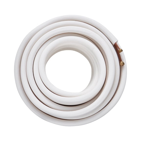 50FT Mini Split AC Line Set with 1/4" & 3/8" Copper Tubing, Triple Insulation for Ductless HVAC and Heat Pump Systems, Includes Wrapping Strips.