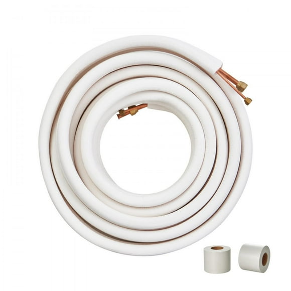 50FT Mini Split Line Set - Durable 1/4 & 1/2 O.D Copper Pipes with Triple-Layer Insulation for Efficient HVAC and Mini Split AC Systems, Ideal for Home or Professional Use
