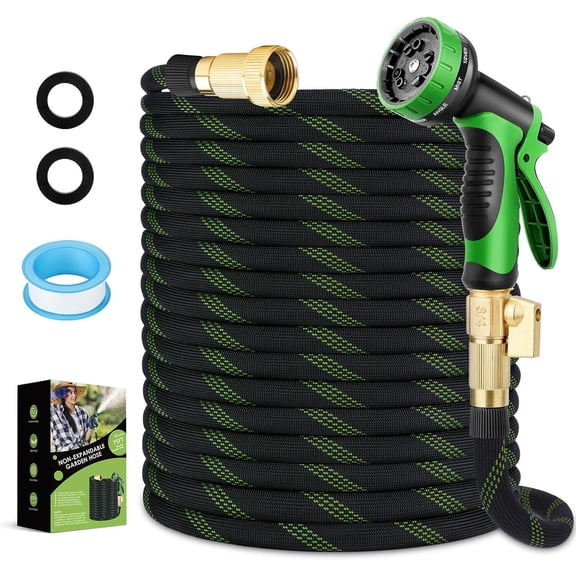 50FT Non-Expanding Garden Hose, Lightweight, Flexible Ultra-Light Water Hose, Burst-Resistant, Lead-Free, Anti-Kink, High-Pressure