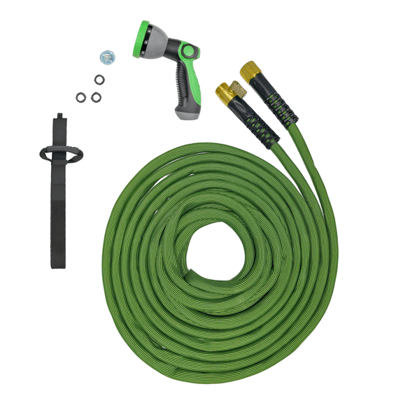 50FT Flexible Garden Hose Fixed Length, Anti-Kink Freeze UV Resistant Water Hose Non Expandable, 3/4 Inch Brass Fittings, 10 Spray Nozzle Storage Rope for Lawn Car Wash All Season Outdoor Daily Use