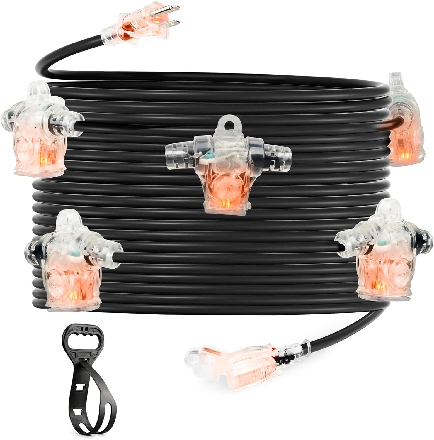 50FT Outdoor Extension Cord with Mutil Outlets 16/3 SJTW 6 Outlets
