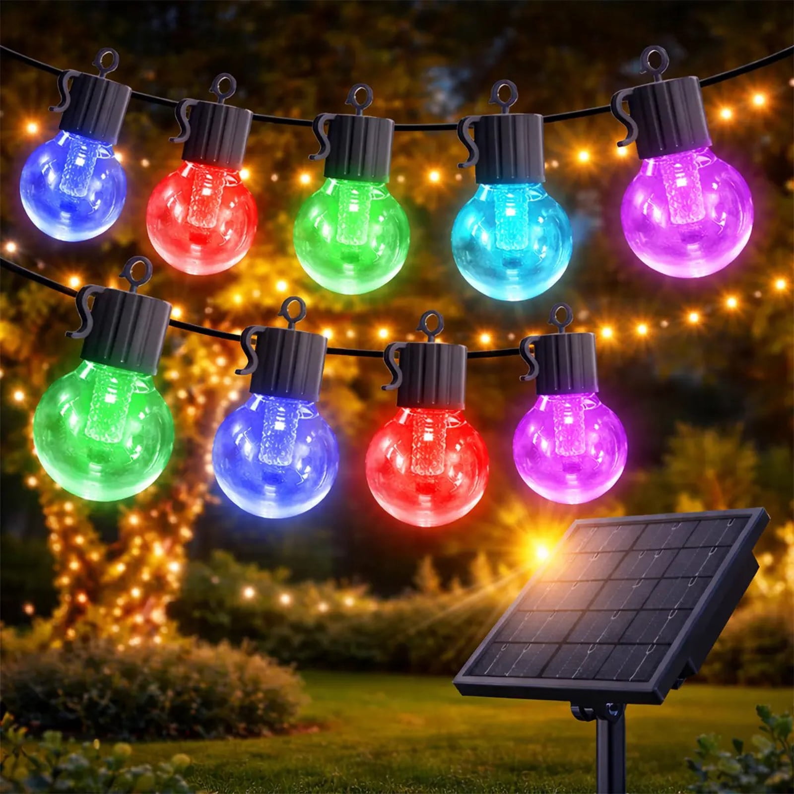 50FT Outdoor Solar String Lights RGB Color Changing and Warm White 25 ...
