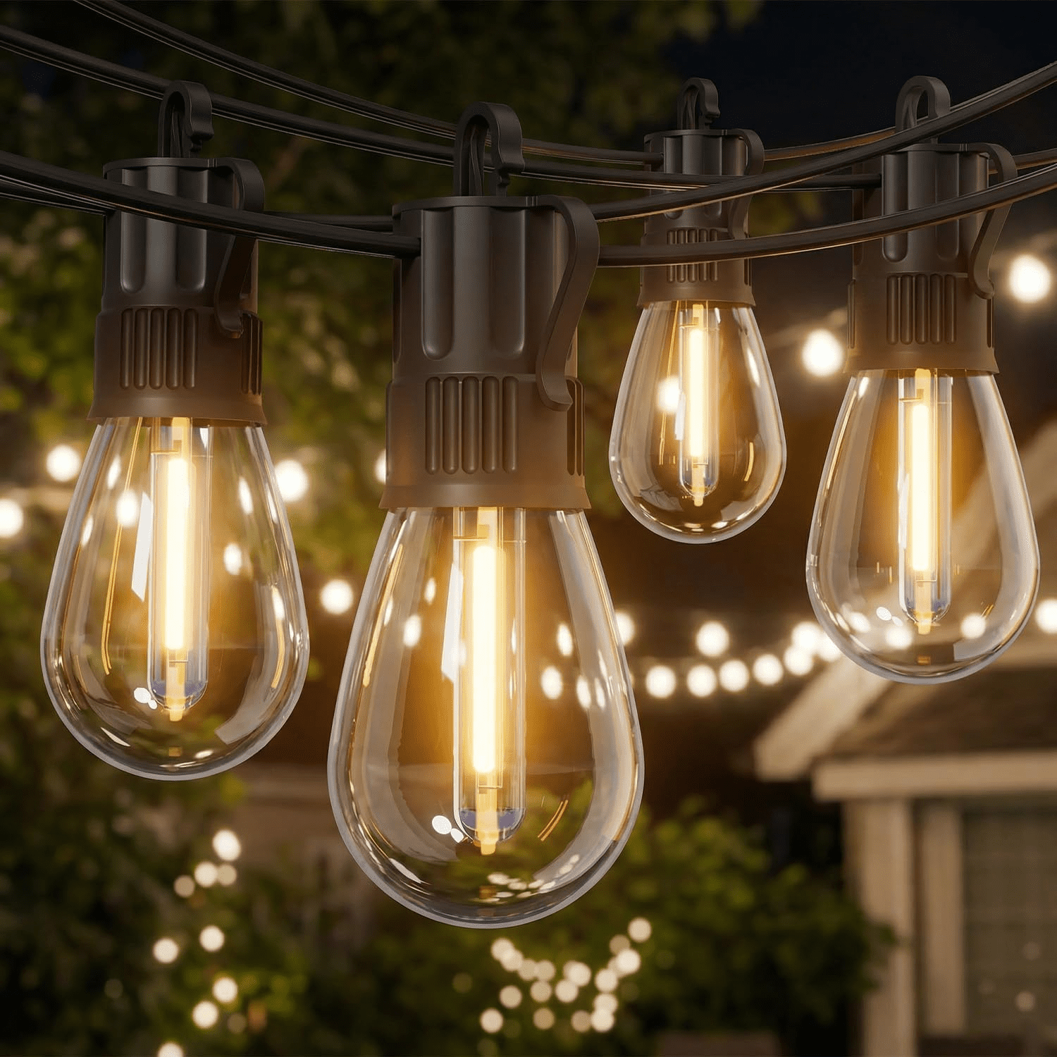 Nordic Hygge LED Outdoor String Lights 100FT Patio Lights with 52