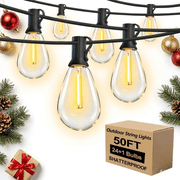 YIMIEMIT S14 LED 50ft Outdoor String Lights 24+1 Shatterproof Waterproof Bulbs for Patio Cafe Bistro
