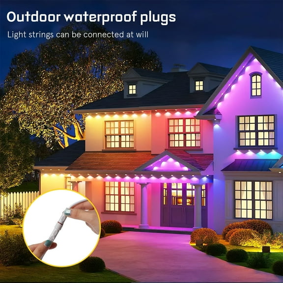50FT Permanent Outdoor Lights, RGB LED Eaves Lights with App/Remote Control, Waterproof Smart String Light for Christmas and All Holiday Decor