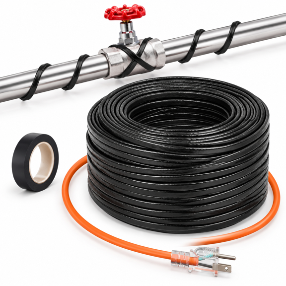 50FT Pipe Heating Cable For Freeze Protection, Industrial-Grade Construction