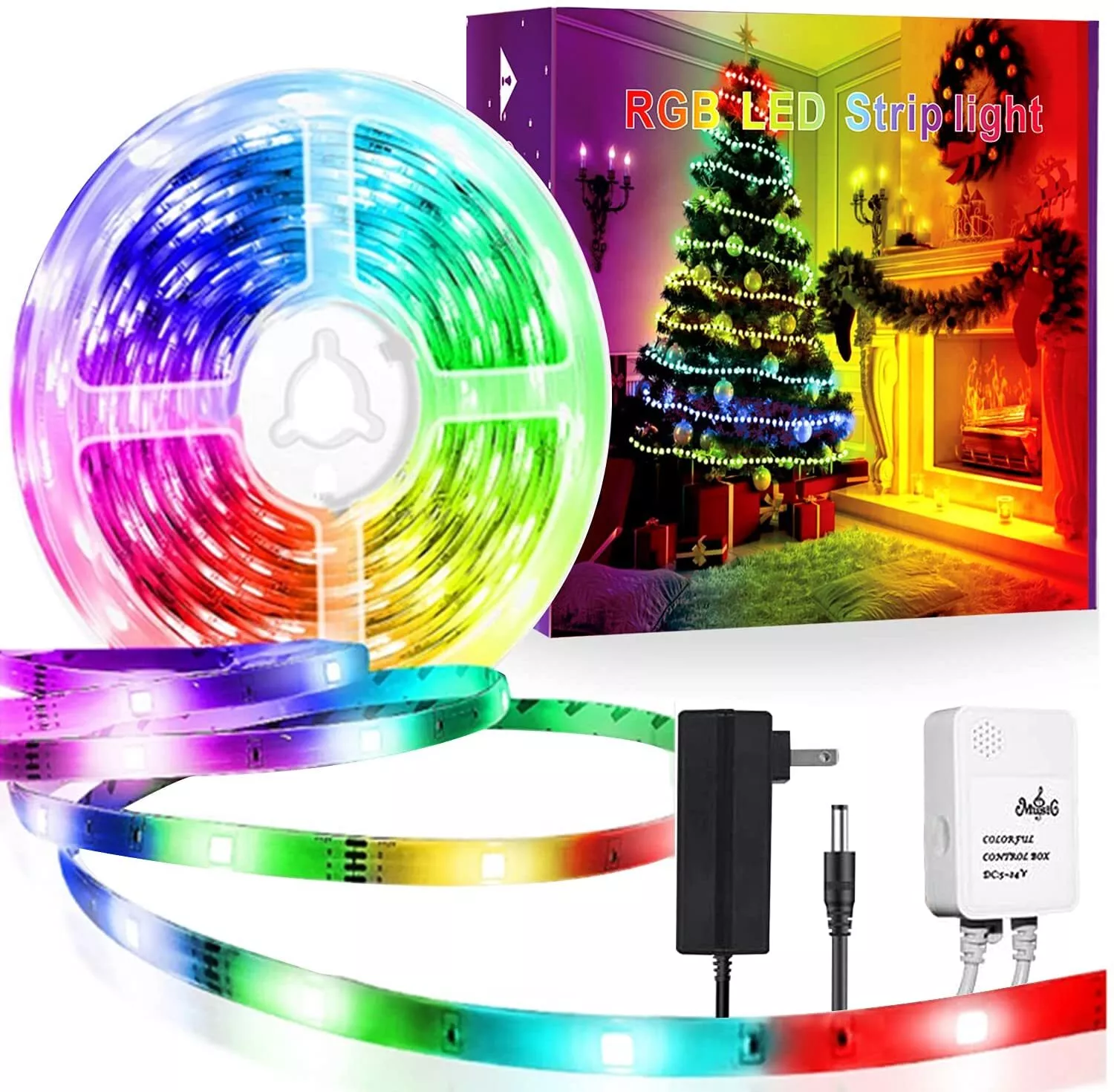 50FT RGB 5050 450LEDS Flexible LED Strip Lights Music Sync RF Remote Controller