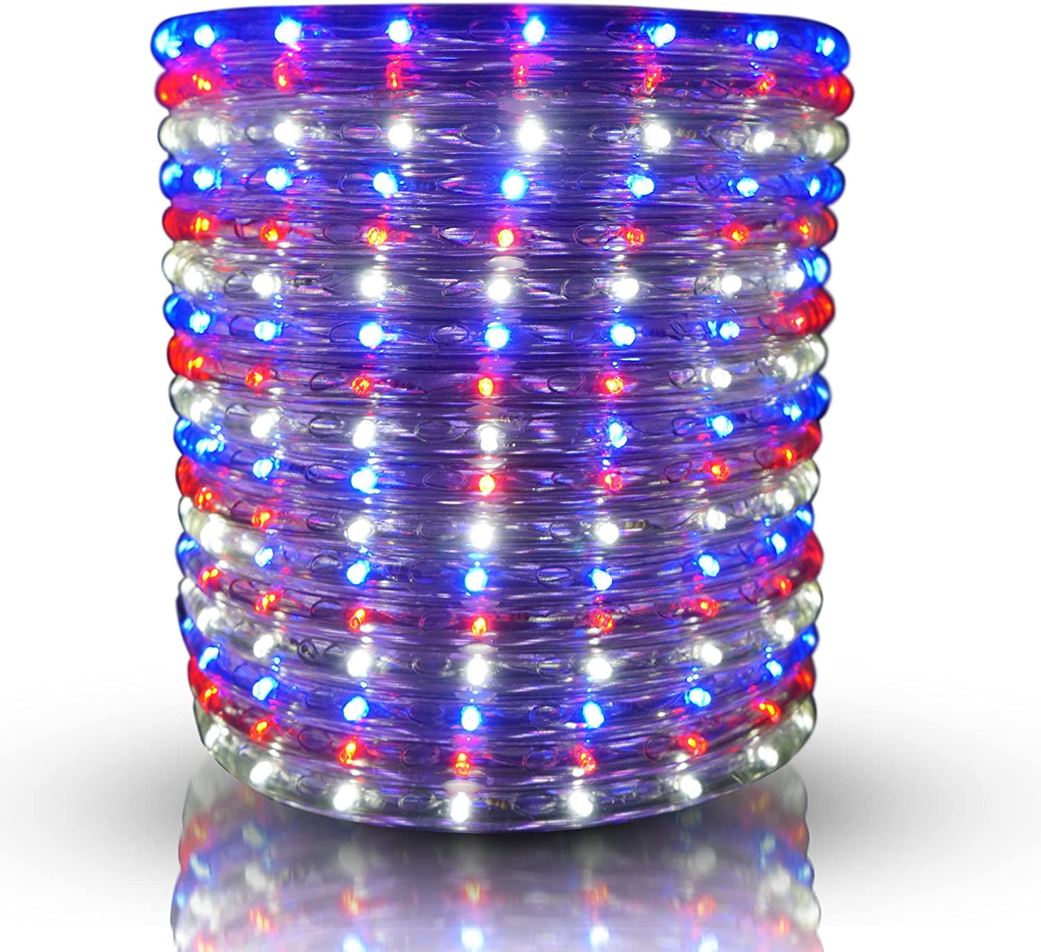 50FT Red White Blue Patriotic LED Rope Lights, IP65 Waterproof Flexible ...
