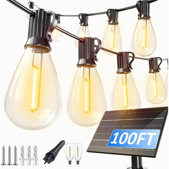 50FT Solar String Lights Outdoor Waterproof with 18+1 LED Bulbs Long Last for 20+Hrs, Commercial Grade Shatterproof USB Patio Solar Powered Lights for Camping,Backyard, Garden, Porch Decor