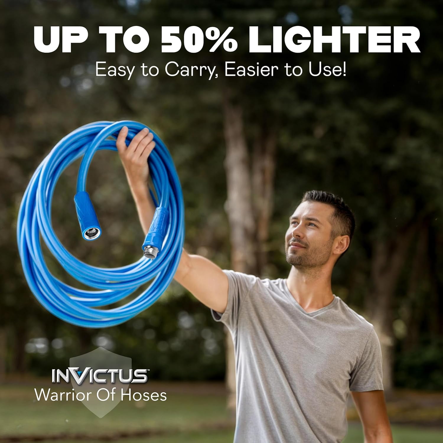 50Ft 5/8in Heavy Duty Garden Hose with Sprayer Nozzle, Non Expandable, Kink Resistant, Drinking Safe