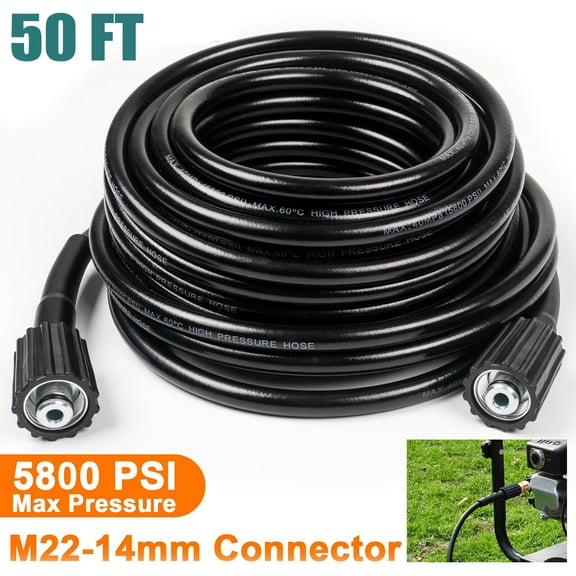50Ft High Pressure Washer Hose 5800PSI M22-14mm Power Washer Extension Hose