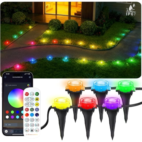 50Ft Permanent Outdoor Ground Lights Color Changing, Pathway Christmas Lights , Walkway Lighting for Outside Garden Yard Driveway Patio Sidewalk Landscape Path Decorations