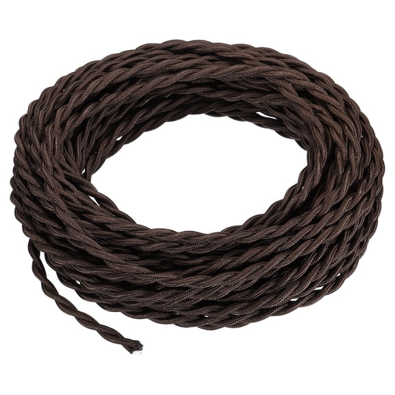 50Ft Twisted Cloth Covered Wire Black UL Listed 18AWG 2Conductor Vintage Lamp Cable Dark Brown