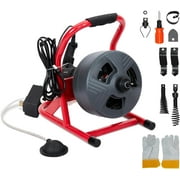 50Ft x 5/16 Inch Drain Cleaner Machine, Professional Electric Drain Auger for 3/4-3 Inch Pipes, Foot Switch with 6 Cutters, Gloves, Drain Auger Cleaner Sewer Snake - DA04