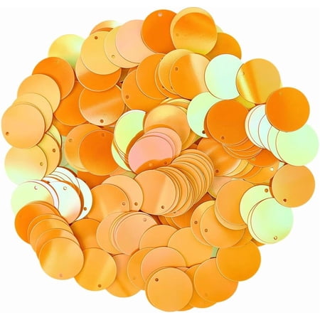 50G Orange Round Flat Sequins Loose Bulk 20Mm Large Plastic Iridescent with One Hole Top Versatile Applique Paillette Sequin
