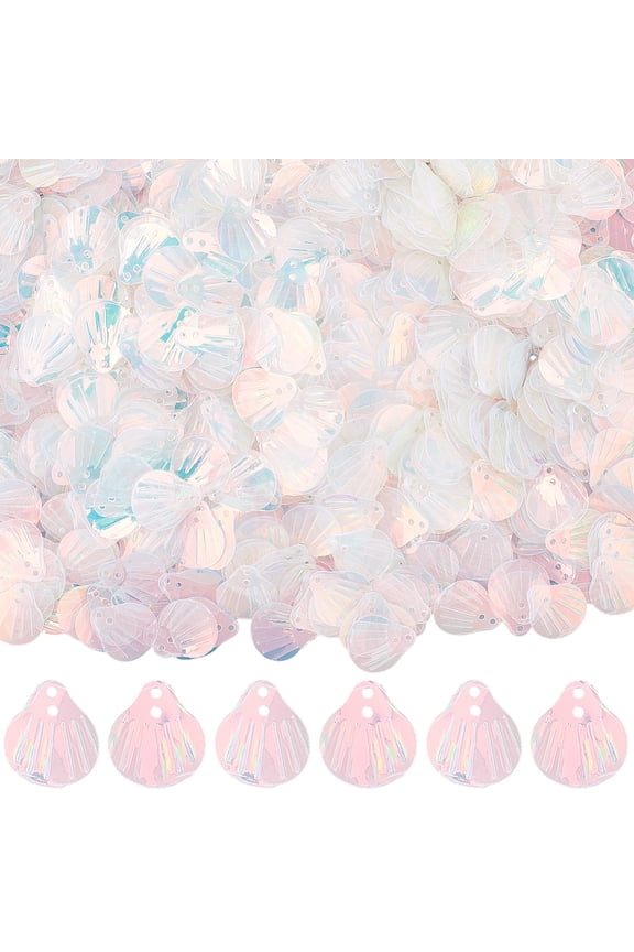 50G Plastic Charms Iridescent Shell Shape Pale Turquoise 14x12x1.5mm Hole: 1.2mm about 1250pcs/50g DIY