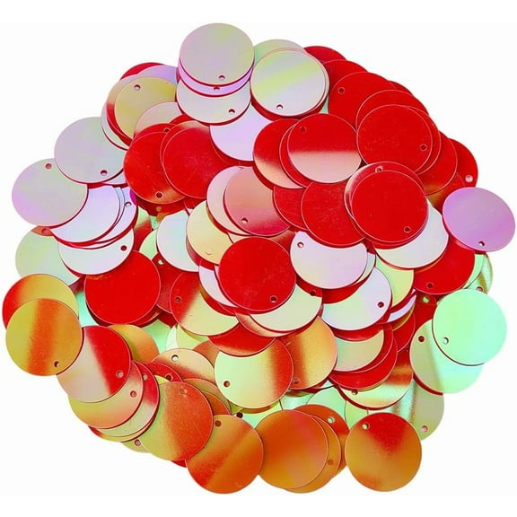 50G Red Round Flat Sequins Loose Bulk 20Mm Large PVC Iridescent Embellishment with One Hole Top Applique Paillette Sequin for Sewing Making Clothes Dancing Dress Decoration DIY Craft Supply