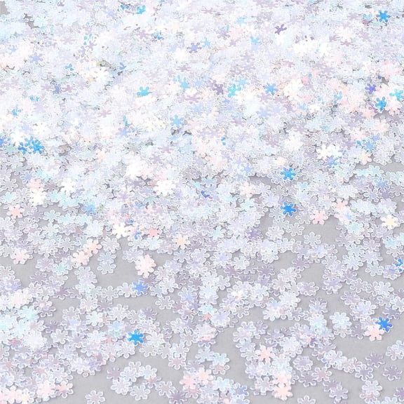 50G White Iridescent Mini Snowflake Sequins Snowflakes Table Confetti Glitter Winter Christmas Snow Flake Paper Bulk Decorations