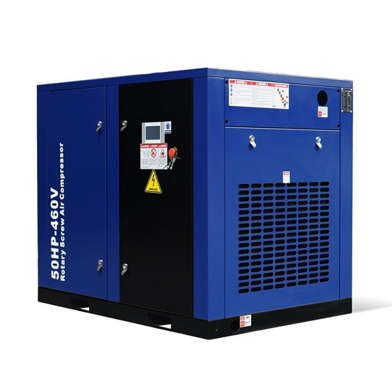 50HP Rotary Screw Air Compressor, 220 CFM 125 PSI, 460V 60HZ 3-Phase Industrial-Grade Air Compressor with Direct Drive, PLC Touch Controller, Low Noise, Efficient Cooling System