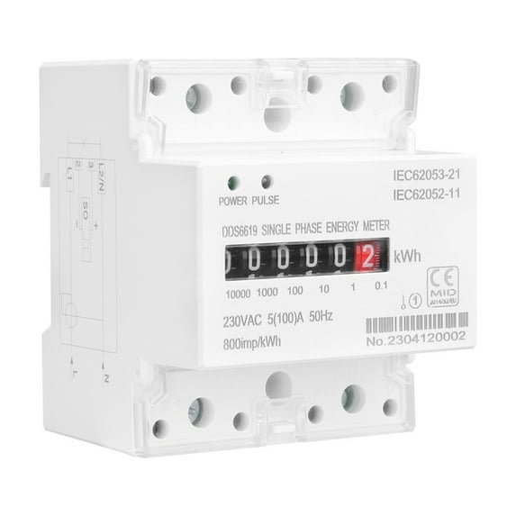 50HZ Din Rail Single Phase Electronic Energy Meter AC 220V 100A kWh Counter