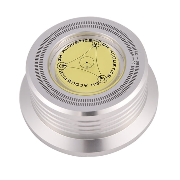 50Hz LP Disc Stabilizer Turntable Clamp with Precision Level - Heavy Metal Record Weight, 3.1 Inches / 7.8 cm Gold-Tone Glossy Alloy for Vibration Dampening and High Acoustic Quality, 9.8 oz / 279g