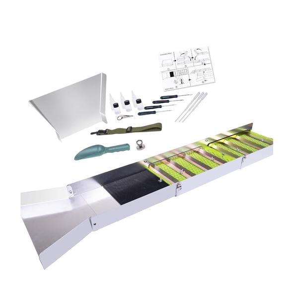 50Inch Portable Foldable Aluminum Alloys Sluice Box Gold Mining Kits Includes Essential Tool For Efficient Prospecting
