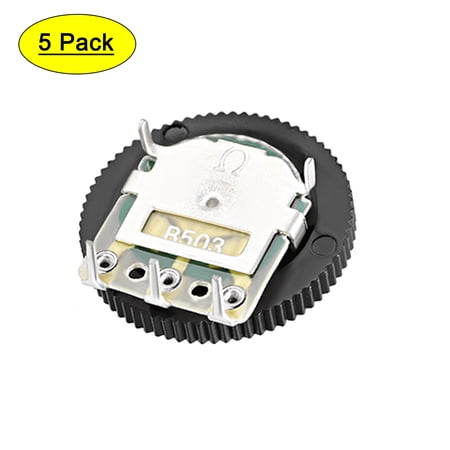 50K Ohm Dial Wheel Potentiometer for Audio Stereo Volume Switch Control 5pack