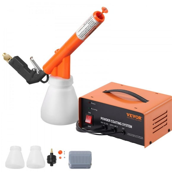 50KV Electrostatic Powder Coating System Kit - Complete with Spray Gun, Nozzles & Powder Cups for DIY Home Use & Commercial Production - Includes Foot Switch for Easy Operation