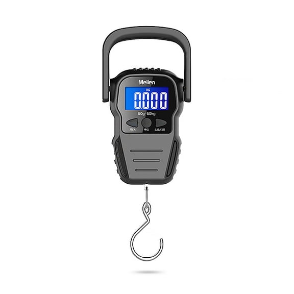 50Kg Portable Digital Hand Held Fish Hook Hanging Scale Electronic Weighting Luggage Scale LED Display Tape Measure - High Precision