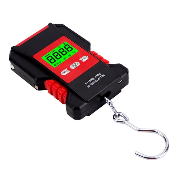 50Kg Waterproof Hanging Scale Hook Electronic Weighting Luggage LCD Digital with 1.5m Tape Ruler ,Mult Function