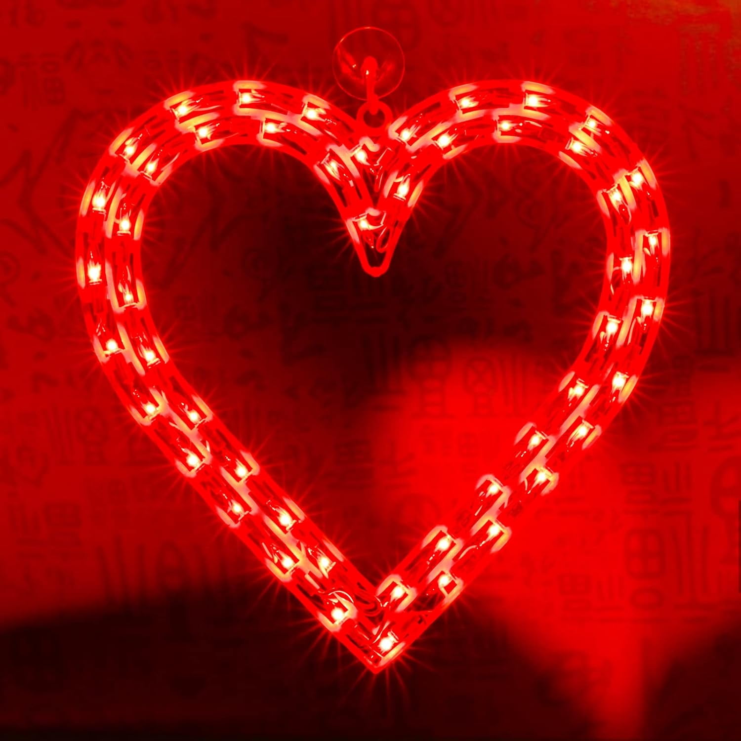 LAMPHOME, Lighted Valentine Heart Window Silhouette, 13" Red, 50L
