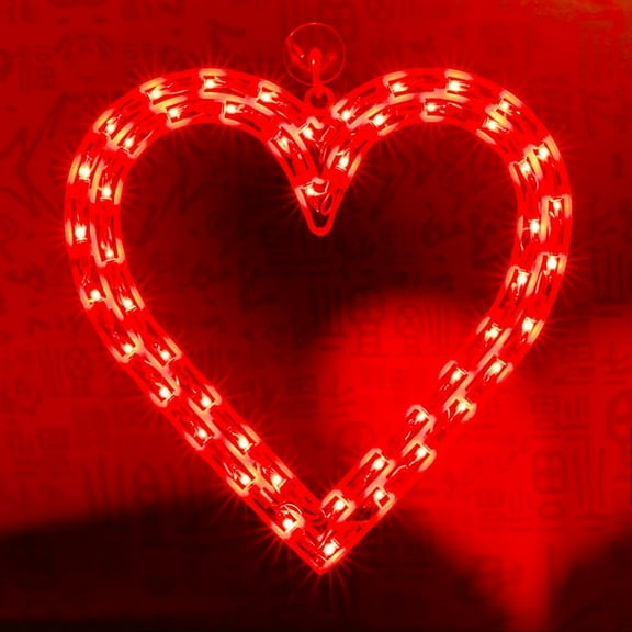 50L 13" Lighted Red Heart Valentine's Day Window Silhouette Decoration