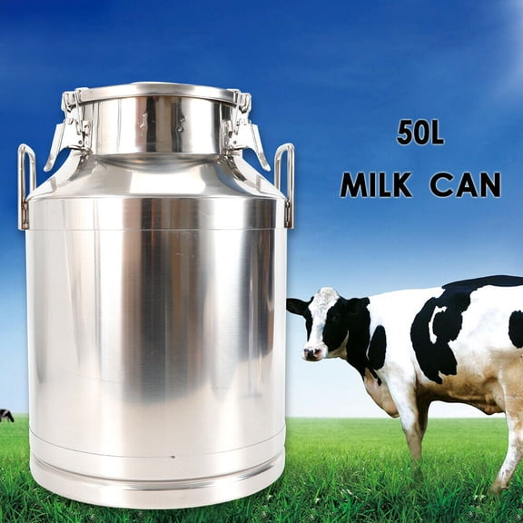 50L/ 13Gallon Stainless Steel Milk Can Heavy Duty Milk Jug Milk Bucket Wine Pail Bucket Bottle Liquid Container Storage Independent Embedded Silicone Sealed Lid