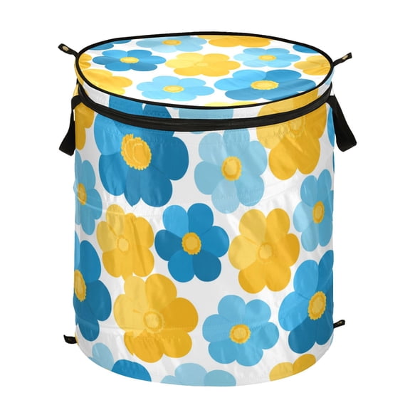 50L Extra Large Popup Hamper Collapsible Laundry Basket With Zippered Lid 15.7x18.5in Simple Vector Clipart Flower
