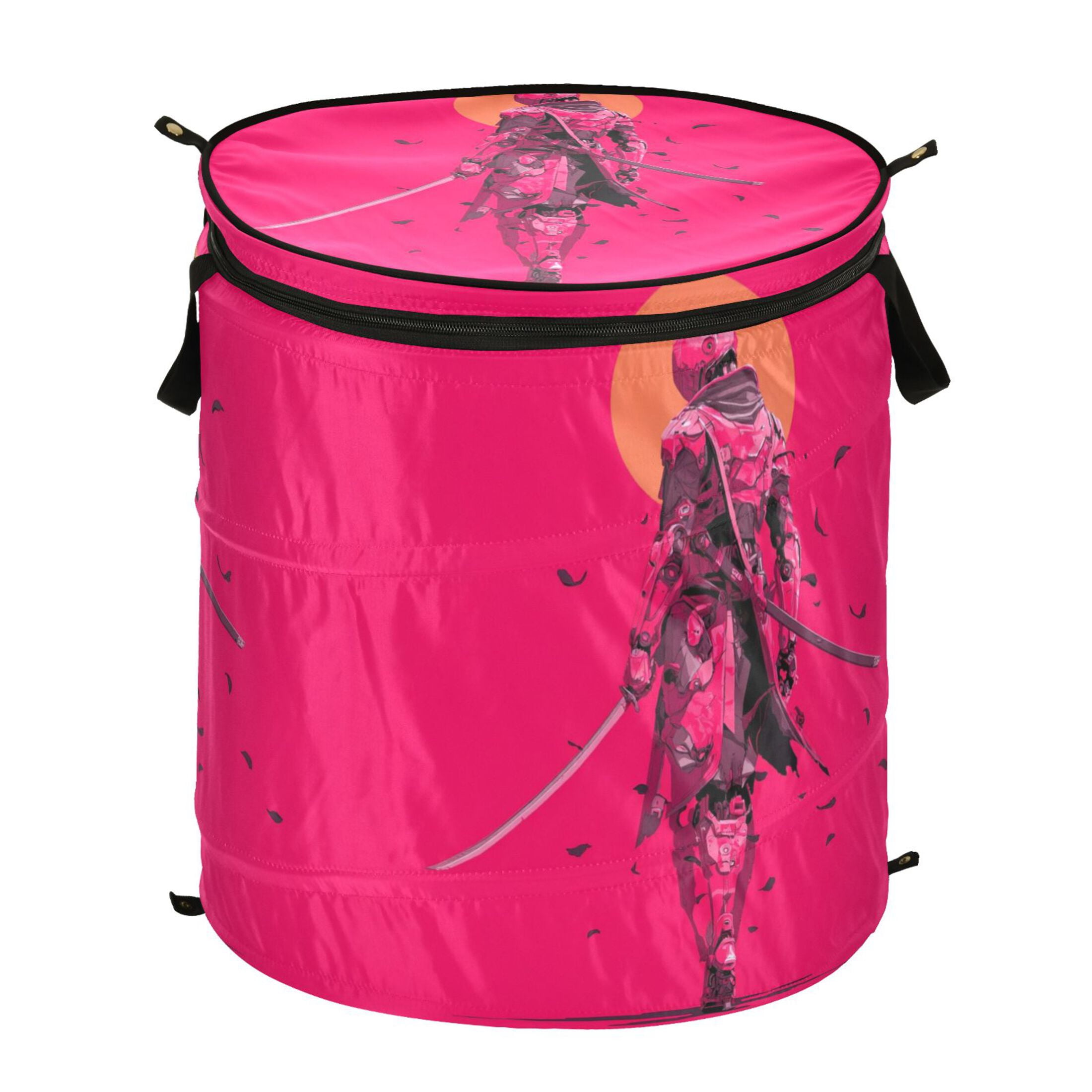 50L Extra Large Popup Hamper Collapsible Laundry Basket With Zippered Lid 15.7x18.5in Women Warrior