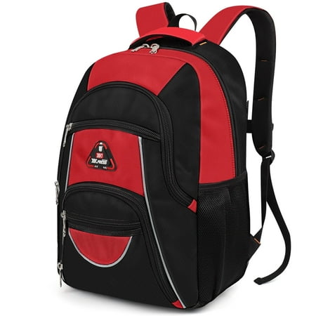 Extra Large Travel Backpack with Laptop Pocket,35L Lightweight Travel Work College School Bag for Men and Women,Red,06512