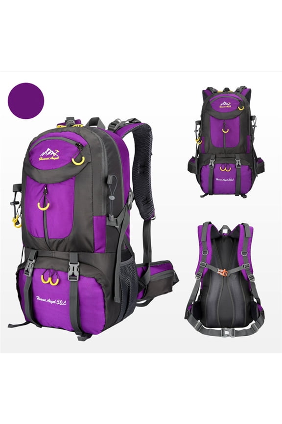 50L Hiking Backpack, 45+5 Liter Camping Bag, Lightweight Backpacking Back Pack, Tear-Resistant Nylon Polyester, Breathable Mesh Shoulder Straps, No Internal Frame, for Outdoor Sport Hiking Travel,