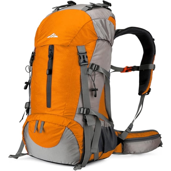 50L Hiking Backpack, Camping Essentials Bag with Rain Cover, 45+5 Liter Lightweight Backpacking Pack