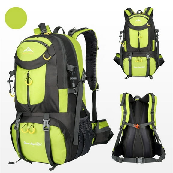50L Hiking Backpack, Water-Resistant Camping Bag For Outdoor Adventures, Adjustable Shoulder Straps With Ventilation, Multiple Pockets For Organization, Durable Nylon Material (Green)