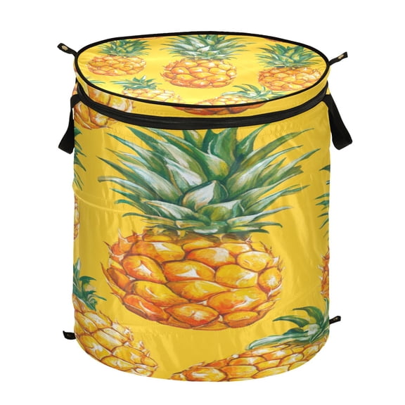 50L Large Capacity Foldable Elastic Storage Basket Laundry Basket Abstract Painting Of Pineapple