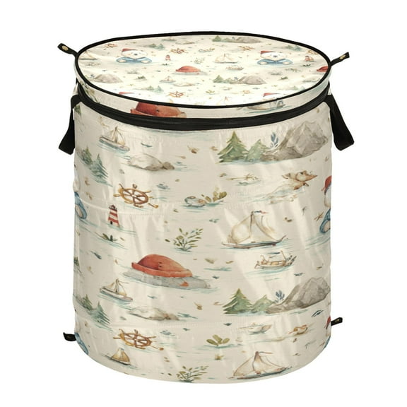 50L Large Capacity Foldable Elastic Storage Basket Laundry Basket Baby Polar Bear