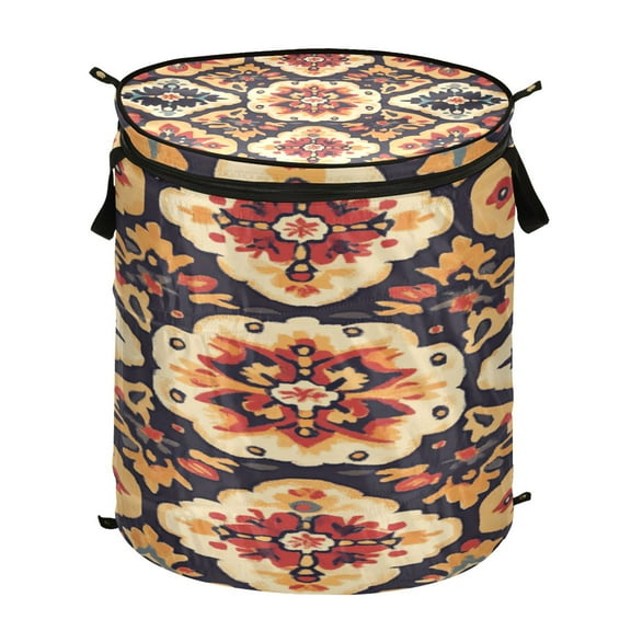 50L Large Capacity Foldable Elastic Storage Basket Laundry Basket Boho Style Pattern