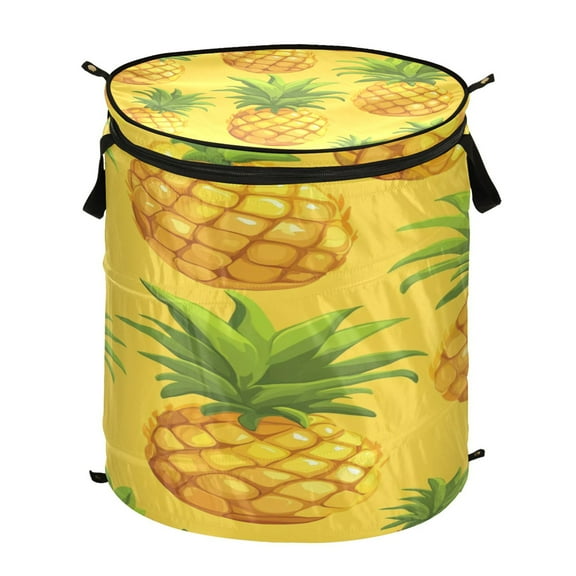 50L Large Capacity Foldable Elastic Storage Basket Laundry Basket Cartoon Yellow Pineapple