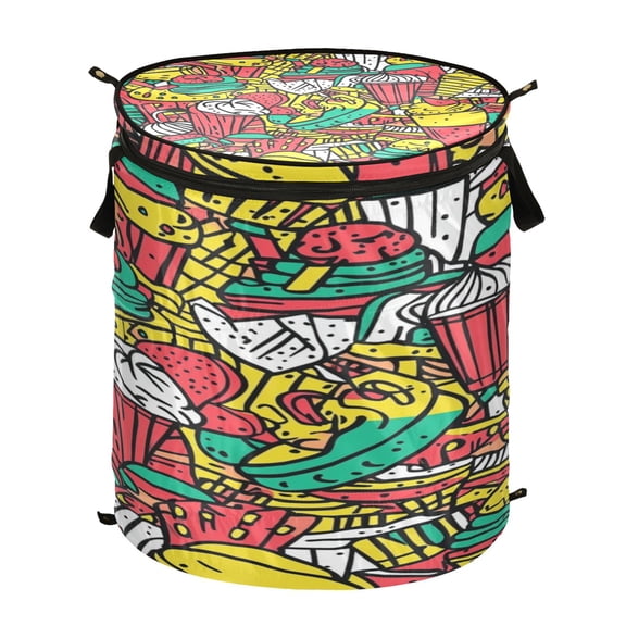 50L Large Capacity Foldable Elastic Storage Basket Laundry Basket Coffee Ice Cream